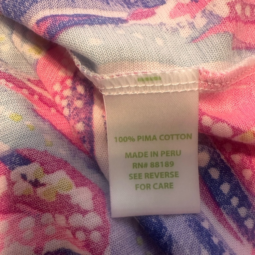 Lilly Pulitzer Sorella Long Sleeve Henley Top Oh My Guava Size Medium - Picture 6 of 6
